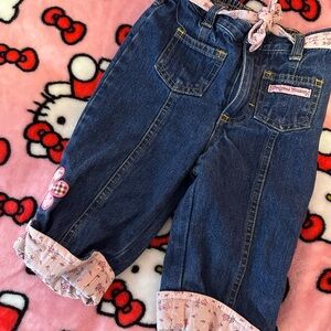 Girls' Denim Capris with Pink Accents